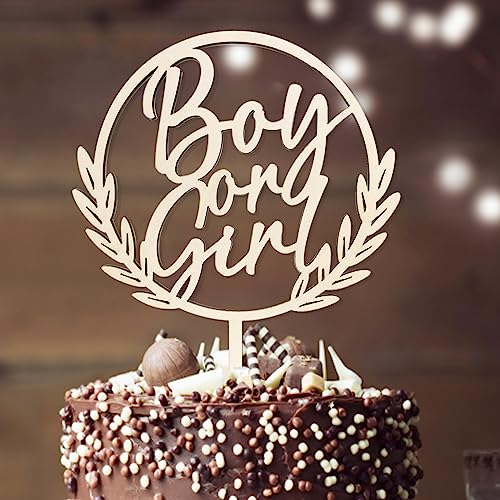 Girl or Boy Tortendeko Holz Cake Topper, Boy or Girl Deko, Kuchendeko für Gender Reveal Party Baby Shower Babyparty