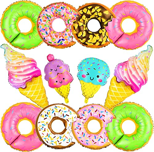 SYOZPXY Helium Donut Ballons, 12PCS Riesige 30 Zoll Süßigkeiten Ballons, EIS-Party Dekorationen, Mylar Donut Ballons für EIS Dekorationen, Donut Ballon für Donut Party Themed Party Supplies