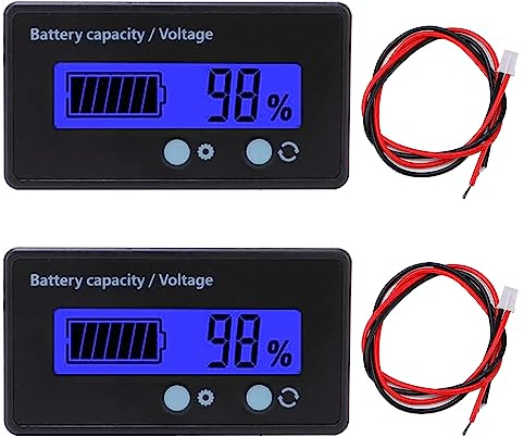 GTIWUNG 2 Piezas Medidores de Batería DC, Indicador de Voltaje de Capacidad de Batería Monitores, DC 12V 24V 36V 48V 72V 84V Battery Meter, Battery Tester Battery Capacity Voltage Indicator, Azul