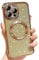 Wirvyuer for iPhone 13 Pro Max Case Compatible with MagSafe, Cute Glitter Shockproof Magnetic Phone Case with Wireless Charging Support and Protection, Gold