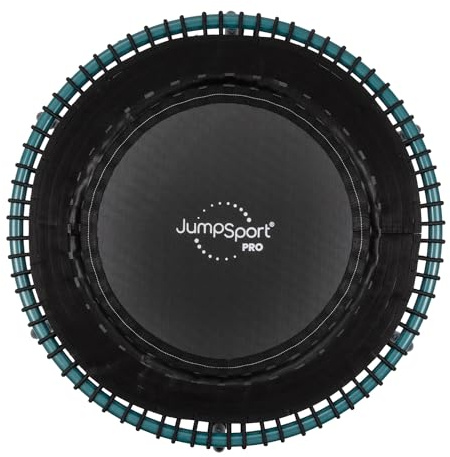 JumpSport 350 Pro Fitness FlexBounce Trampoline, Indoor Home Gym Cardio Workout Equipment with 4 Elastic Cords, 39 Inch, Teal and Black