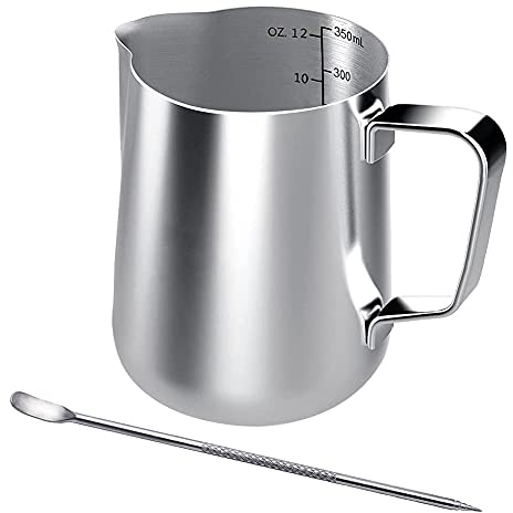 Graootoly Milk Frothing Jug 350Ml Milk Jug Acciaio inossidabile Milk Jug Frothing Pitcher Milk Jug for Coffee Machine