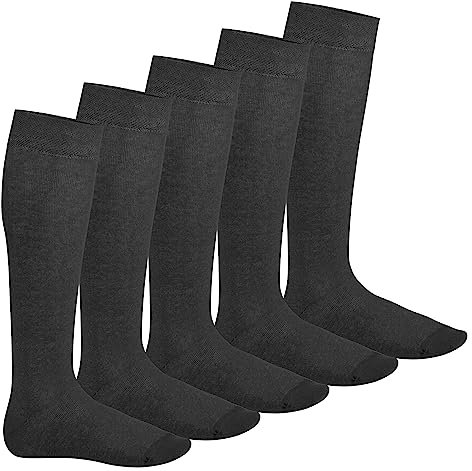 Footstar Herren & Damen Kniestrümpfe (5 Paar), Klassische Strümpfe aus Baumwolle - Everyday! - Anthrazit 47-50