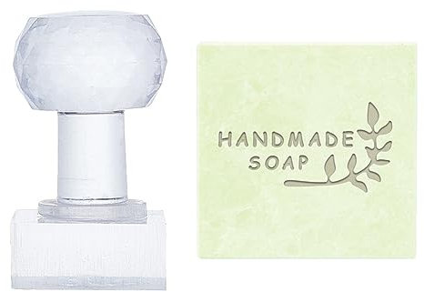 PandaHall Hinterlässt Seifenstempel Seifenprägestempel Mit Griff Seifenkapitel-Aufdruckstempel Mit Griff Personalisierter Acrylstempel Für DIY-Seife Ton Töpferei Kunsthandwerk Herstellungsprojekte