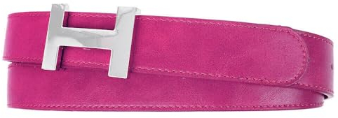Zakatte • Damen Gürtel aus Kunstleder mit H-Schnalle Hüftgürtel Taillengürtel Damengürtel BS058 (Fuchsia-Silber, 100 cm)