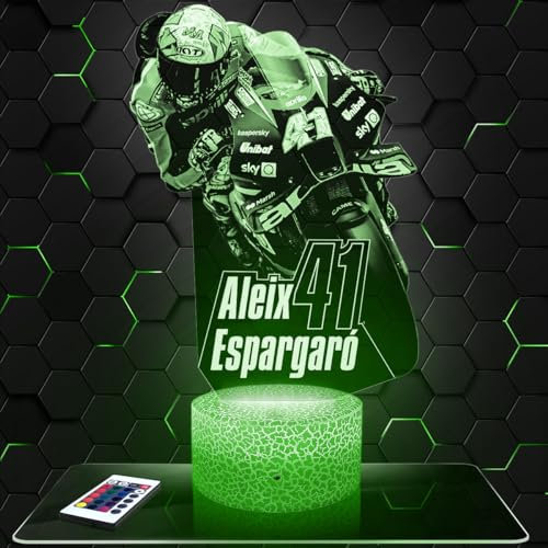 Lampada da comodino, Luce notturna tattile GP MOTO A.Espargaró Lampada illusione 3D LED, idea regalo di Natale per ragazzi e ragazze Lampada da notte per bambini o adulti