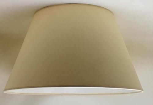 45 cm Kegel Lampenschirm, Baumwollstoff mit weißer PVC-Rückseite, handgefertigtes Produkt, für Tischlampe, Stehlampe (Creme)