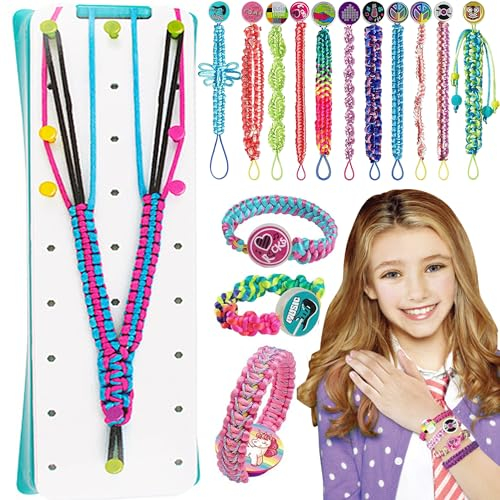 XFLYP 103PCS Kit Braccialetti Fai Da Te, Kit per Ragazza Regalo 5-12 Anni, Intrecciati Tessuto Braccialetto Compleanno Giochi Bambina