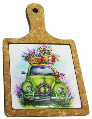 Tagliere Sughero Lavanda Calamita Pz 1 Decorazioni Bomboniere Fai da Te Primavera Pasqua (Macchinina)