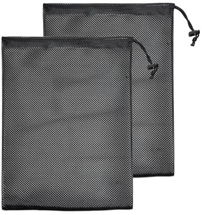 Quacc 2 bolsas de barrera negras con cordón resistente para filtro de bomba, bolsa de malla para estanque, peces, estanques, bolsas de filtro para bomba de agua (16.1 x 12.2 pulgadas)