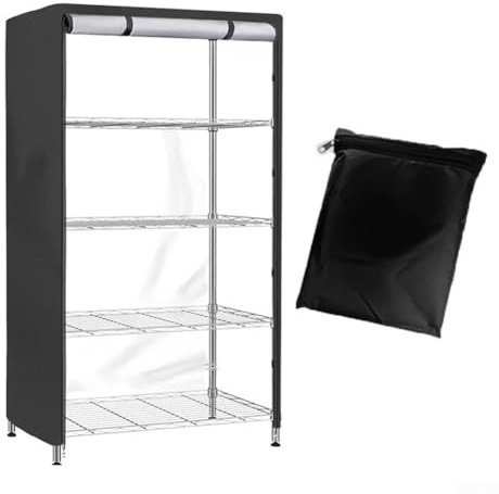 Schutzhülle für Regale, Schwarze Abdeckung für Aufbewahrungsregale, Drahtregal, Staubschutz, PVC-Netz, wasserdicht Standregal-Abdeckung, passend für Regale 36L x 18W x 72H
