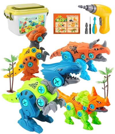 Jovrun Dinosaur Toys for Boys and Girls Aged 3-9 Operation Games Take Apart Dinosaur Gifts with Storage Box Electric Drill Included Ideal Dinosaur Birthday Educational Kids Toys