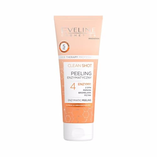 Eveline Cosmetics Face Therapy Professional Clean Shot Enzym-Peeling - Sanfte Exfoliation, Porenverkleinerung, Vegane Formel für alle Hauttypen