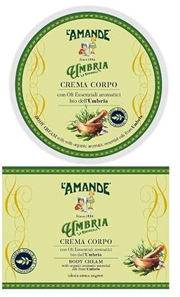 L'AMANDE - Crema Corpo Profumata con Acido Ialuronico, Vitamina E, Olio di Mandorle Dolci e Burro di Karitè, Delicata ed Emolliente, Crema Corpo Idratante Pelle Secca, Pelle Morbida e Vellutata 200 ml