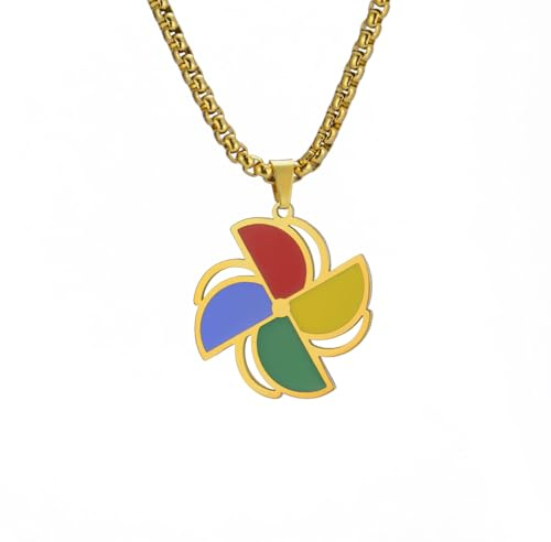 UNIFT Windmill Necklace for Women Men Stainless Steel Cute Colorful Rotate Fidget Windmill Pendant Necklaces Friendship Gift (silver 1) (gold 1)