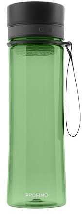 PROFINO Infuze Trinkflasche Auslaufsicher mit Obsteinsatz/Sieb, 600ml, Flasche mit weiter Öffnung für leichte Befüllung und Reinigung - Spülmaschinenfest - Durchsichtig - BPA frei