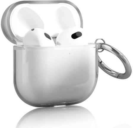 Haofun Hülle für AirPods 4, mit Schlüsselanhänger und Umhängeband, Weich, Transparent, Glatt, TPU, Stoßfest, Kabelloses Laden [Antioxidans, Nicht leicht gelb Zu Werden] - Transparente Farbe