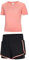 Echinodon Mädchen Sport Set Kurz Schnelltrockend Shirt + 2 in 1 Shorts mit Innenhose Anzug für Yoga Jogging Training Orange 160