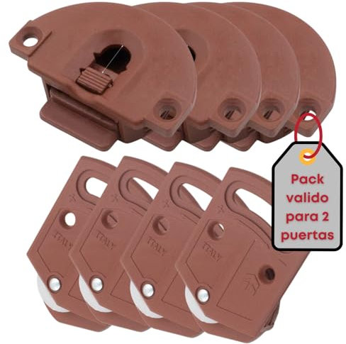 Kit Puertas Correderas Armario. (4uds). Kit Ruedas Puerta Corredera válido para 2 puertas. Guia Puerta Corredera para muebles. AlburanⓇ