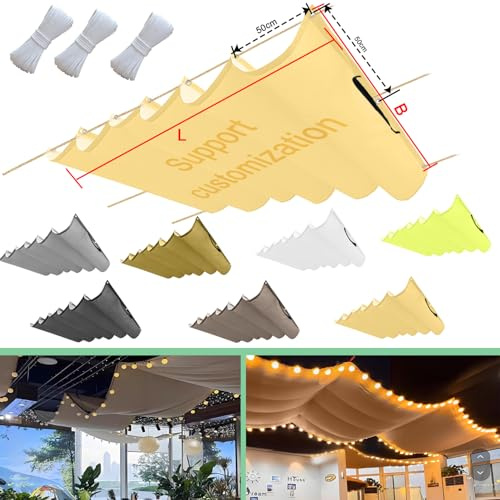 Einziehbar Welle Sonnensegel 100x350cm(BxL) Verstellbar Schattenabdeckung Sonnenschutz Wasserdicht Outdoor Pergola UV-beständig Markise Anwendbar auf Terrasse Garten Beige