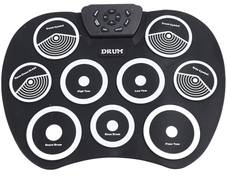 Elektronisches Schlagzeug, 9 Pads, Roll-Up-Drum-Übungspad mit Pedal-Drumsticks, Roll-Up-E-Drum-Pad,tragbare Drum-Pad-Maschine, tolles Weihnachts- und Geburtstagsgeschenk für Kinder