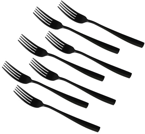 Dehouse 16-Piece Black Dinner Forks, 20cm Stainless Steel Table Forks