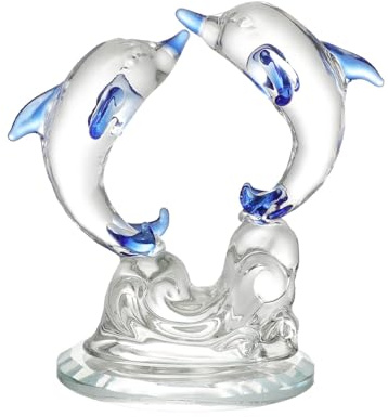 Laroal Glas Doppel Delfine Figuren Sammlerstücke Glas Meer Tier Ornament