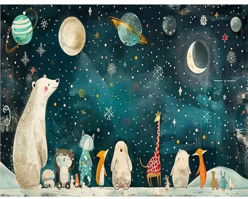 GLIDIAM 50x40cm Diamond Painting Tiere Cartoon, Diamant Malerei Bilder Universum Sternenhimmel, DIY Full Drill Basteln Erwachsene, Mosaik Stickerei Kreuzstich Geschenk für Wanddeko Wohnzimmer