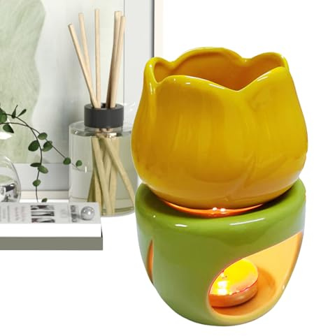 Ceramic Cangue Oil Burner Aromatherapy Pan Chic Unique - Ceramic Oil Burner Candle Melter, Unique Fragrance Warmer with Candle Spoon for Bedroom