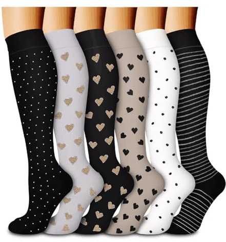 GEYIWSSXY 6 Paar Kompressionsstrümpfe Stützstrümpfe für Herren Damen Bunte | Sport, Laufen, Reisen, Radsport
