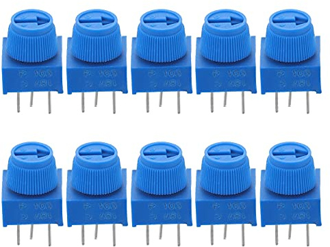 HOMSFOU Potentiometer 10k 10 Stück Hochpräzisions Trimmpotentiometer mit Knopf aus Kunststoff und Metall für Steckbrett und Prototypenbau