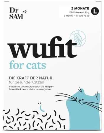Dr. SAM wufit Cats - Wurmkur sekundierende Tabletten für Katzen, 100% pflanzlich, als Unterstützung der natürlichen Magen-Darm-Funktion, für Katzen über 5kg (3-Monatspackung)