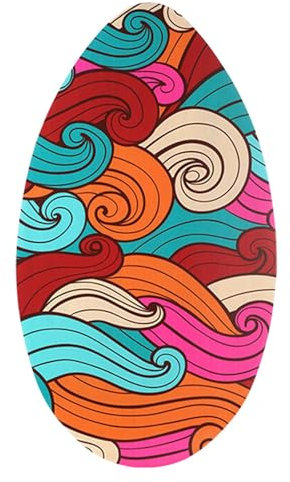 KESOTO Skimboard, Strand Sandboard, Stand Up mit Hochglanzbeschichtung, Hochglanzbeschichtung, Holz, 35 Zoll, Kleines Surfbrett, Skimboard für Teenager, Kind, Bunte Wellen