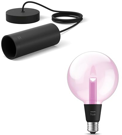 Philips Hue Lightguide Hängelampe (Schwarz) - E27 - Globe Lampe (G125) | Weiß/Farbe - Hue White and Color Ambiance