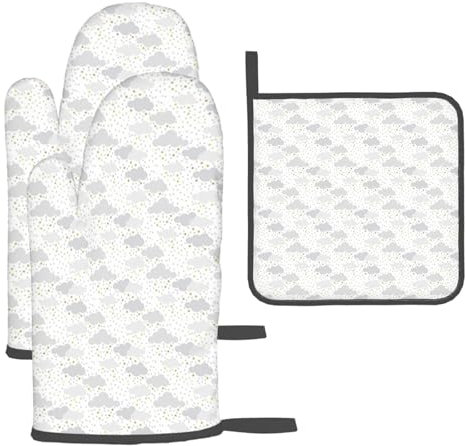 Gants de Barbecue résistants à la Chaleur, thème Paris, Tour Eiffel avec Baiser de Rouge à lèvres, Rose et Noir, Ensemble de 3 pièces