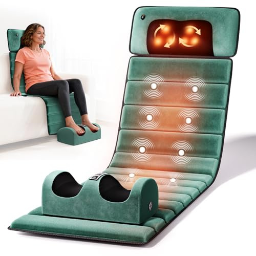Himouta Full Body Massage Mat with Heat, Detachable Massager Pad Deep Tissue Pain Relief,10 Vibrating Motors for Relaxation at Home or Office