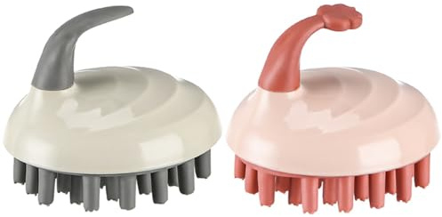 TOGEVAL 2 STÜCK Kopfhaut massagebürste und Erwachsene Ergonomisch Weich Fördert Durchblutung Sanfte Reinigung und Massage Vielseitig für Dusche und Shampoo Geeignet Weiß Rot