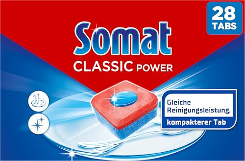 Somat Classic Power kompakte Spülmaschinentabs (28 Tabs), Geschirrspültabs | Spülmaschinen Tabs mit Fettlösekraft für kraftvolle Reinigung, Spütabs sogar für die Anwendung bei niedrigen Temperaturen