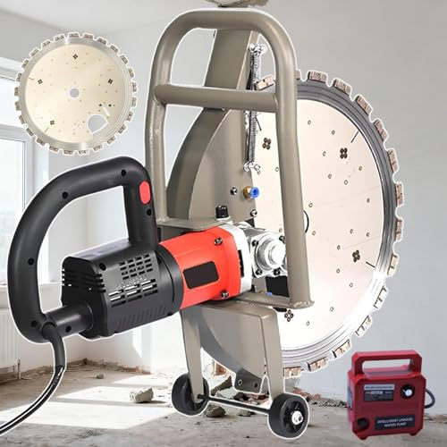 lilishangmao Concrete Cutting Saw - 7800 rpm Pure Copper & Water-Cooled Wet Cutting, 29cm Cutting Depth, Wall Grooving Cutter, for Concrete/Stone/Granite/Porcelain, with Water Pump