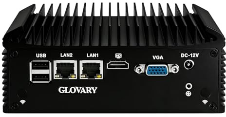 Glovary Lüfterloser Industrie Mini PC i5 8250U, Barebone, 4 x RS232 COM, 2 × Gigabit LAN, HD + VGA, GPIO, Auto Power On Lüfterloser Industrial Computer