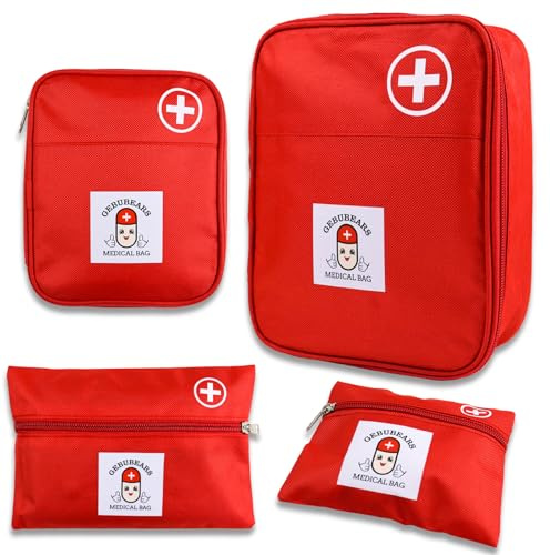 DRADERCH 4 Piezas Botiquín de Primeros Auxilios,Bolsa Botiquin Vacia | Rojo Kit Primeros Auxilios,Bolsa Médico de Emergencia Impermeable,Viaje,Hogar,Camping,Casa,Senderismo