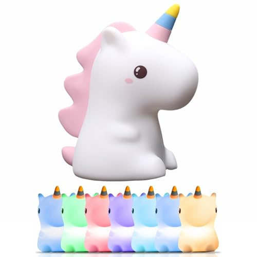 SiumPklay Unicorn Gifts for Girls，Cute Silicone Nursery Night，Baby Night Light Newborn Bedroom Lamp，Unicorn Toys for Girls Bedroom Accessories Princess Toys