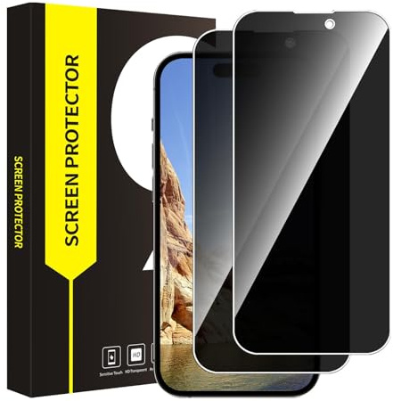 Bodyguard 2 Stück Schutzfolie für Panzerglas für iPhone 15/15 Pro 5G, 9H Härte Frei von Kratzern Ultra-Klar Ultradünn Hohe Auflösung Sensitive Touch Fingerabdruck-ID iPhone 15/15 Pro Sichtschutzfolie
