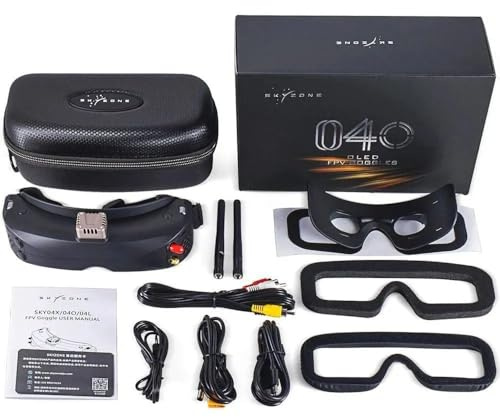 HYFOZAE Für SKYZONE SKY04O Pro FPV-Brille – OLED 1280 x 720, 5,8 G 48 CH für SteadyView RX, DVR/Head-Tracker für RC-Drohne
