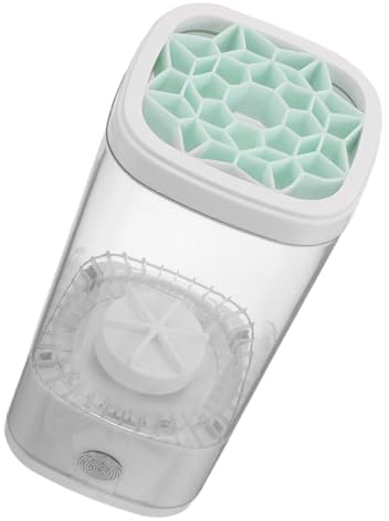 Mobestech Laveur Automatique de Pinceaux de Maquillage Matériau Plastique Acrylique Électrique Blanc Fonction Nettoyage Automatique et pour Éponges et Poudre Compacte