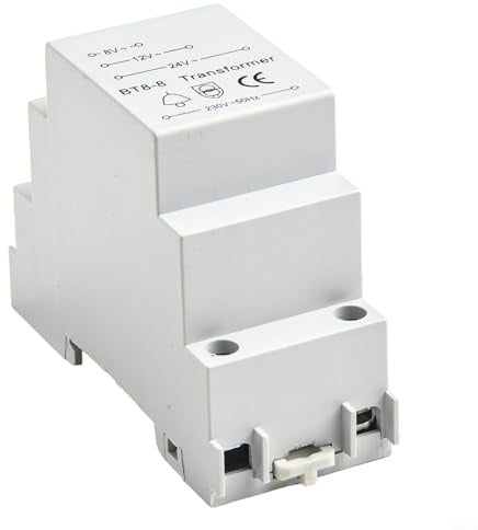 Durashmall BT8-8 Doorbell Transformer 230V AC to 8V 12V 24V AC 8VA Low Voltage Power Supply for Wired Chime System Epoxy Resin DIN Rail Mount Gray