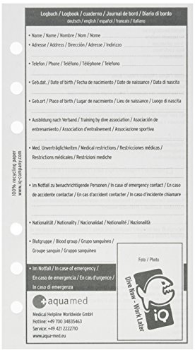 iQ-Company Taucher Logbucheinlagen (M) – Logbuch Einlagen gemischt – Perfektes Tauch Logbuch Zubehör Taucher – praktische Einlagen