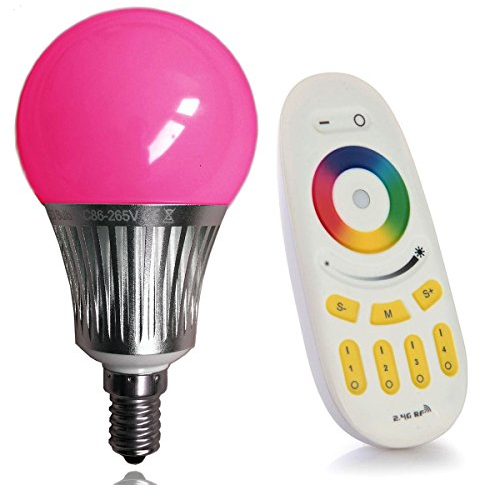 LIGHTEU, 1x WLAN LED Lampe original,RGBCCT, 5 W, E14, dimmbar, Farbwechsel Glühbirne mit 4 zonen Fernbedienung, warmweiß LT-5W-RGB-1-F,Farbtemperatur einstellbar