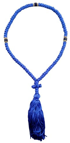 Handgefertigt Blessed Christian-orthodoxe griechisch komboskoini Gebet Seil 100 Knoten pentant blau-2