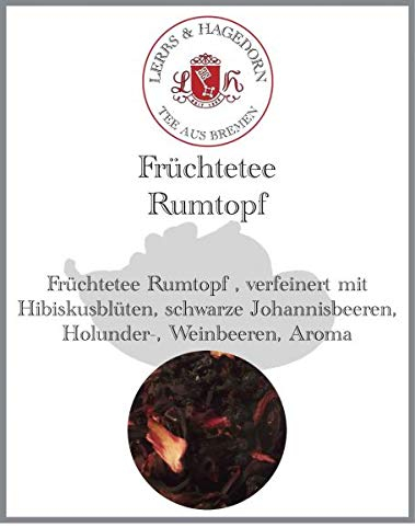 Lerbs & Hagedorn, Früchtetee Rumtopf| Herrliches Rumtopfaroma 250g (ca. 21 Liter) Hibiskusblüten, schwarze Johannisbeeren, Holunder-, Weinbeeren
